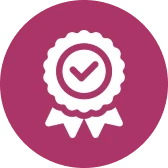 Award badge with check mark