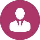 Male figure illustration in circle