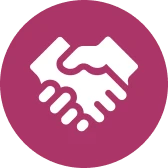 Handshake icon on pink background